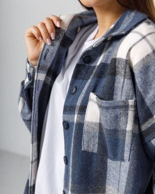 Жіноча рубашка оверсайз синього кольору, модель shirt23_W_blue2
