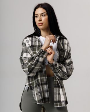 Жіноча рубашка оверсайз оливкового кольору, модель shirt23_W_olive2