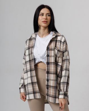 Жіноча рубашка оверсайз бежевого кольору, модель shirt23_W_biege2
