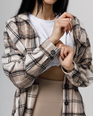 Жіноча рубашка оверсайз бежевого кольору, модель shirt23_W_biege2