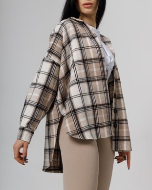 Жіноча рубашка оверсайз бежевого кольору, модель shirt23_W_biege2