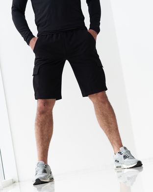 Чоловічі спортивні шорти чорного кольору з накладним карманом 8т2 модель