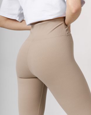 Жіночі лосини з високою посадкою бежевого кольору, модель leggins_biege23