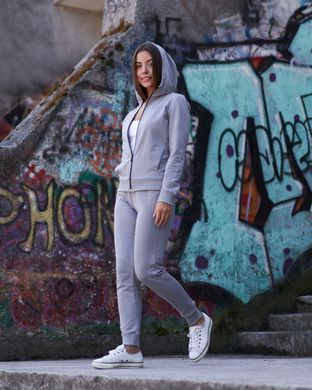 Жіночий спортивний костюм світло-сірого кольору на замку,  модель № W351т2
