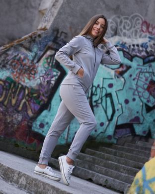 Жіночий спортивний костюм світло-сірого кольору на замку,  модель № W351т2