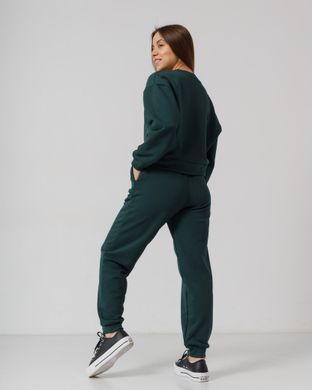Жіночий спортивний костюм з високою посадкою, модель crop_т3_emerald