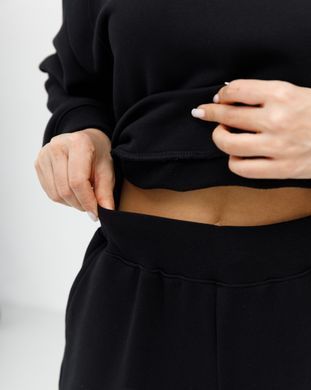 Жіночий спортивний костюм з високою посадкою, модель crop_т3_black