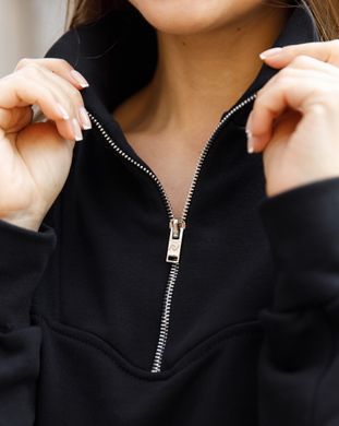 Жіночий спортивний костюм із застібкою чорного кольору, модель zip_т3_black