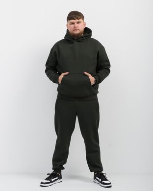Костюм з худі hood чоловічий зимовий темно-зеленого кольору,  модель 344w3-darkgreen