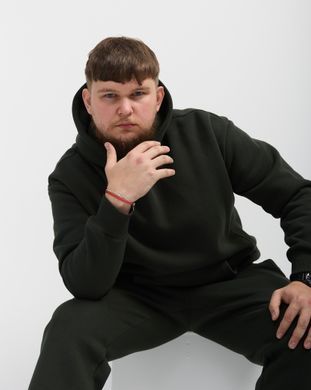 Костюм з худі hood чоловічий зимовий темно-зеленого кольору,  модель 344w3-darkgreen