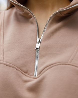 Жіночий спортивний костюм із застібкою бежевого кольору, модель zip_т3_biege